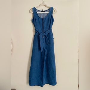 COPY - Denim Wide Leg Cropped Jumpsuit